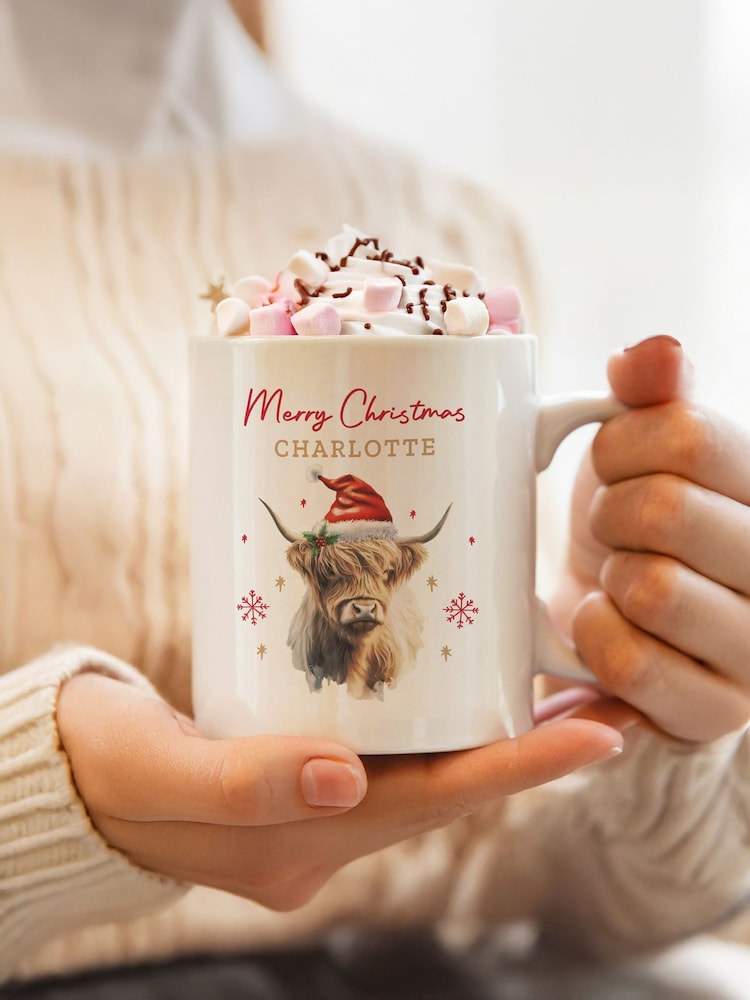 PMC Personalised Highland Cow Christmas Mug - Image 3 of 3 PMC Personalised Highland Cow Christmas Mug - Image 3 of 3