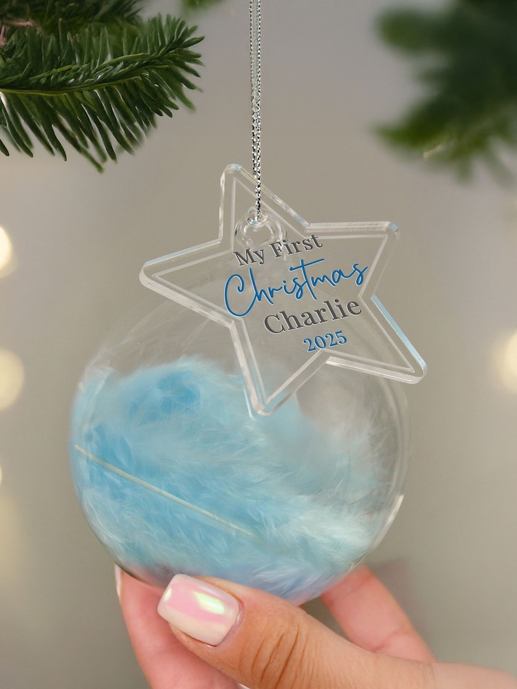 PMC Personalised My 1st Christmas Feather Bauble - Image 2 of 3 PMC Personalised My 1st Christmas Feather Bauble - Image 2 of 3