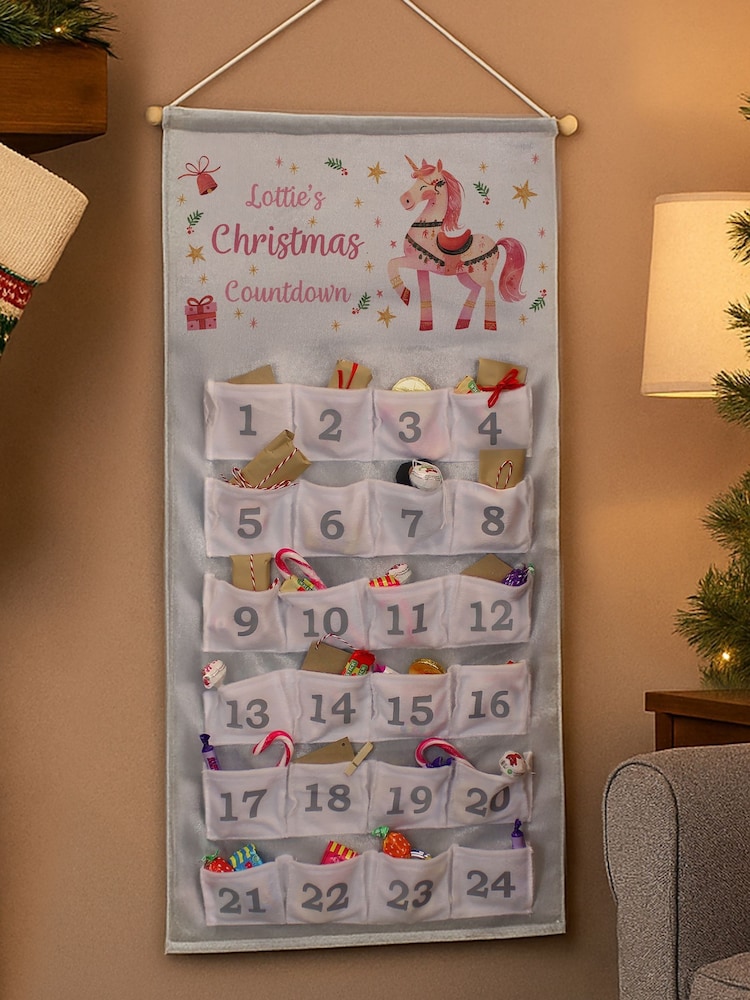 PMC Personalised Unicorn Christmas Advent Calendar - Image 1 of 3 PMC Personalised Unicorn Christmas Advent Calendar - Image 1 of 3