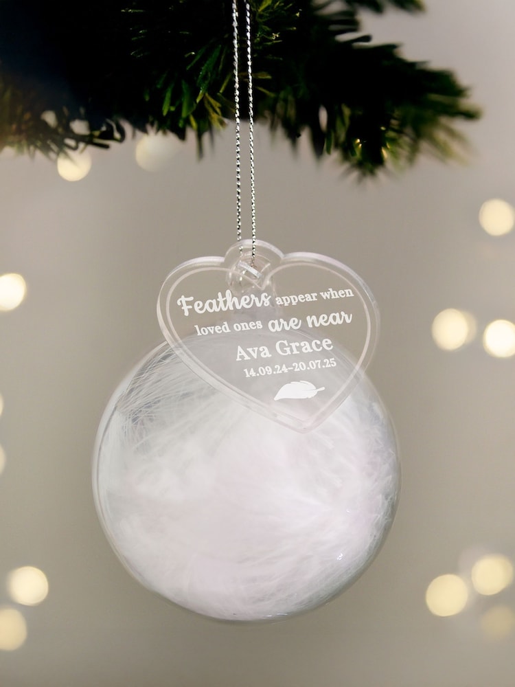 PMC Personalised Memorial Feather Bauble - Image 3 of 3 PMC Personalised Memorial Feather Bauble - Image 3 of 3