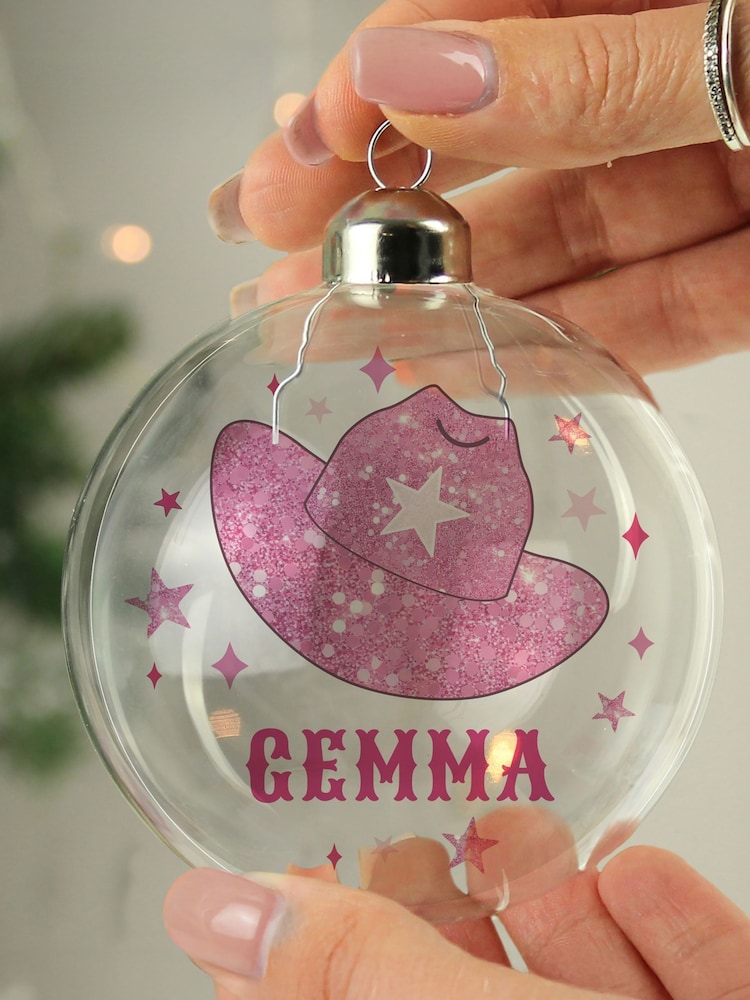PMC Personalised Cowgirl Hat Christmas Bauble - Image 2 of 3 PMC Personalised Cowgirl Hat Christmas Bauble - Image 2 of 3