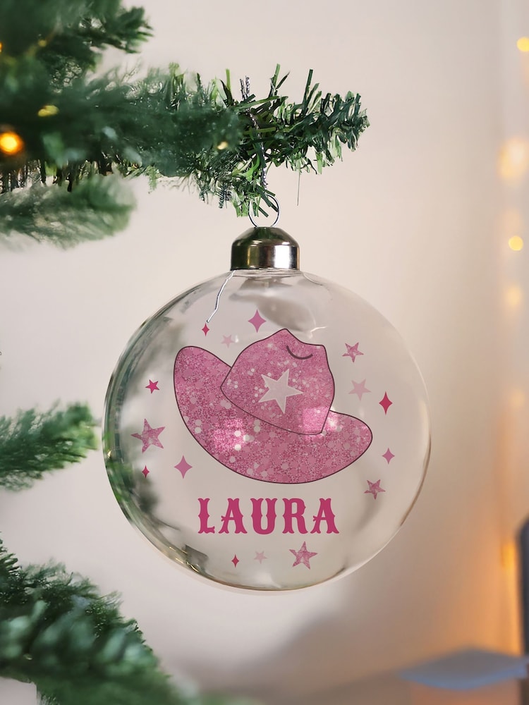 PMC Personalised Cowgirl Hat Christmas Bauble - Image 3 of 3 PMC Personalised Cowgirl Hat Christmas Bauble - Image 3 of 3
