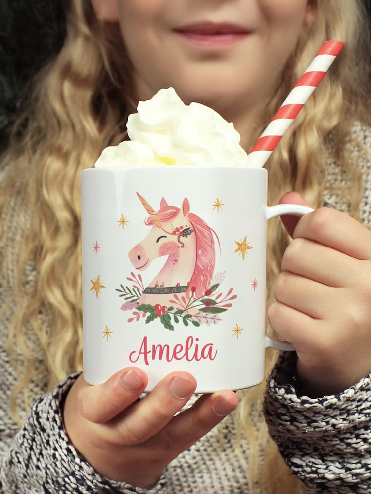 PMC Personalised Unicorn Christmas Plastic Mug - Image 1 of 3 PMC Personalised Unicorn Christmas Plastic Mug - Image 1 of 3