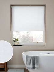 White Ready Made Printed Texture Moisture Resistant Roller Blinds - Image 1 of 7