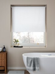 White Ready Made Printed Texture Moisture Resistant Roller Blinds - Image 3 of 7