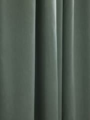 Sage Green Premium Cotton Sateen Blackout Thermal Pencil Pleat Curtains - Image 5 of 5