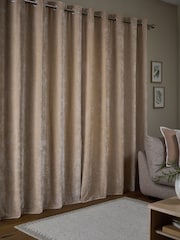 Natural Loxley Chenille Eyelet Lined Curtains - Image 3 of 5