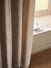 Natural Loxley Chenille Eyelet Lined Curtains - Image 4 of 5
