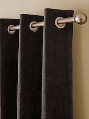 Chocolate Brown Loxley Chenille Eyelet Lined Curtains - Image 1 of 4