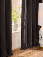 Chocolate Brown Loxley Chenille Eyelet Lined Curtains - Image 4 of 4