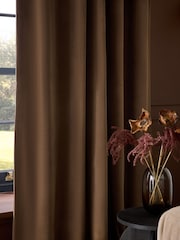 Brown Chocolate Matte Velvet Blackout/Thermal Eyelet Curtains - Image 3 of 5