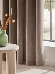 Mink Brown Fine Chenille Blackout/Thermal Eyelet Curtains - Image 3 of 5