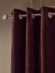 Burgundy Red Blackout/Thermal Plush Chenille Eyelet Curtains - Image 1 of 5