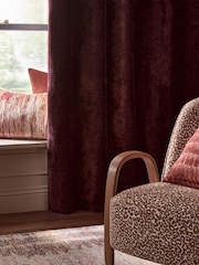 Burgundy Red Blackout/Thermal Plush Chenille Eyelet Curtains - Image 4 of 5