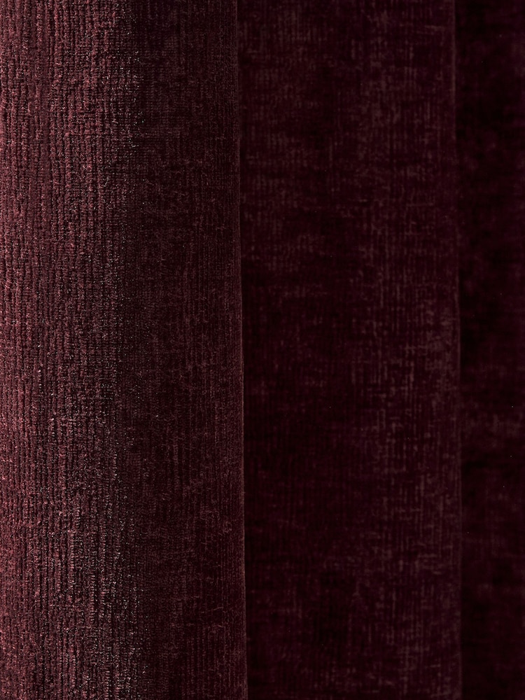 Burgundy Red Blackout/Thermal Plush Chenille Eyelet Curtains - Image 5 of 5 Burgundy Red Blackout/Thermal Plush Chenille Eyelet Curtains - Image 5 of 5