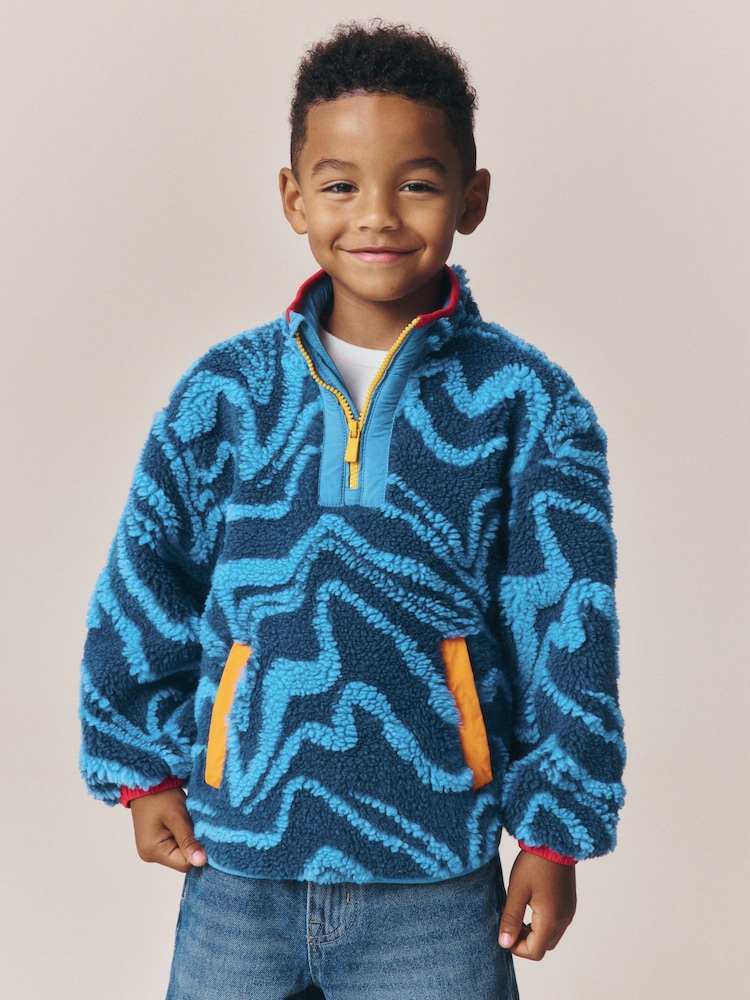 Little Bird Blue Waves Borg Fleece - Image 1 of 9 Little Bird Blue Waves Borg Fleece - Image 1 of 9