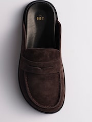 The Set Premium Comfort Suede Backless Footbed Loafers Chocolate Brown - Image 3 of 3