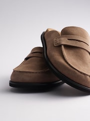 The Set Premium Comfort Suede Backless Footbed Loafers Taupe Brown - Image 3 of 4
