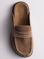 The Set Premium Comfort Suede Backless Footbed Loafers Taupe Brown - Image 4 of 4