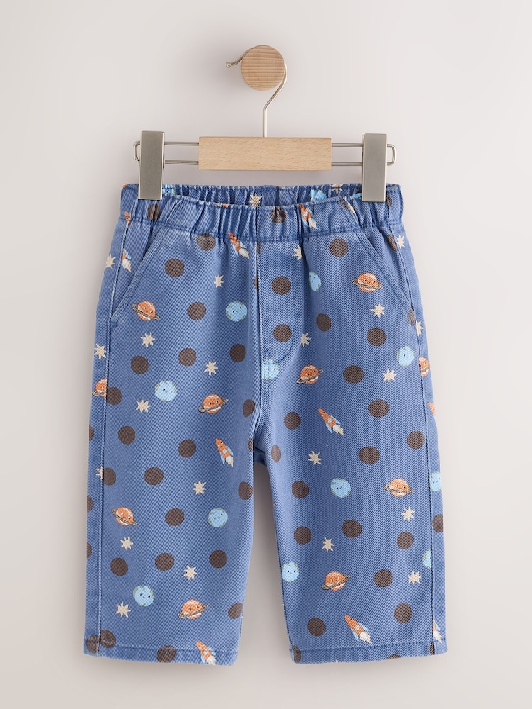 Blue Space Pull On Wide Trousers (3mths-7yrs) - Image 1 of 4