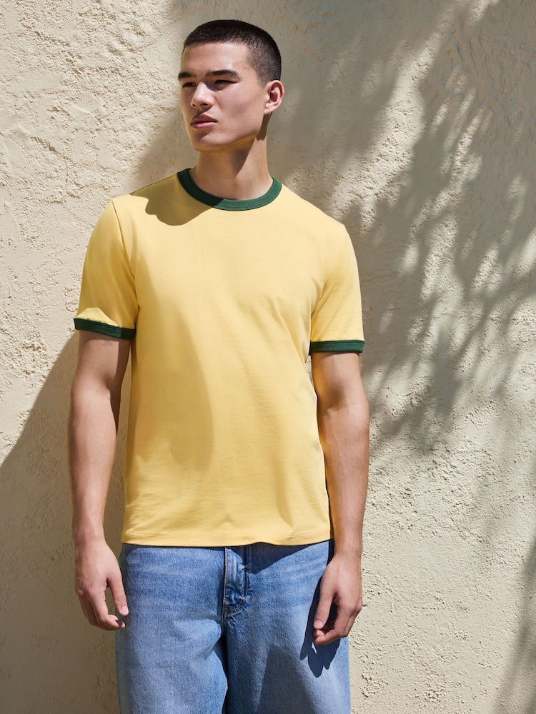 Yellow Slim Fit Ringer T-Shirt - Image 1 of 7
