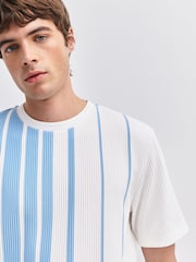 蓝色和白色 - 时尚竖条纹T恤 - 图片4 / 7