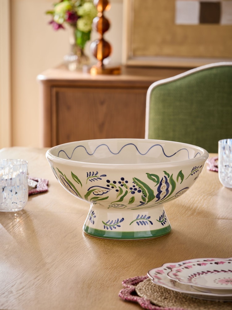 Nina Campbell Floral Banbury Garden Footed Bowl - Image 1 of 5