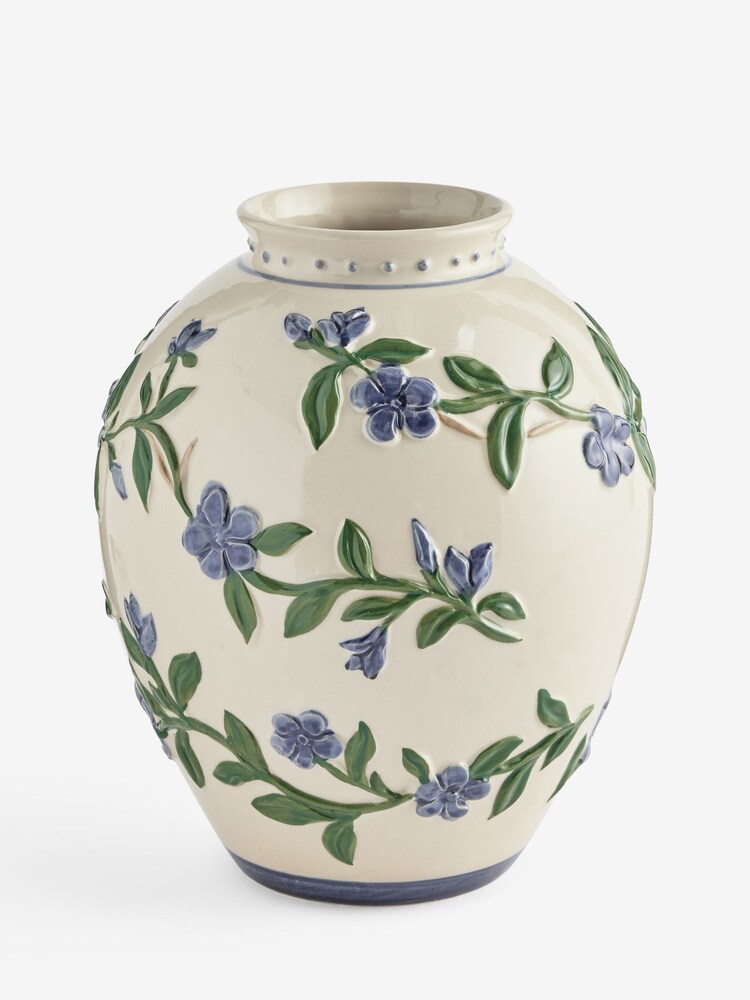 Nina Campbell Floral Forget Me Not Embossed Vase - Image 1 of 1
