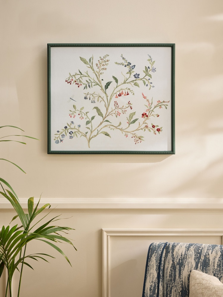 Nina Campbell Green Blakehill Meadow Embroidered Wall Art - Image 1 of 6 Nina Campbell Green Blakehill Meadow Embroidered Wall Art - Image 1 of 6