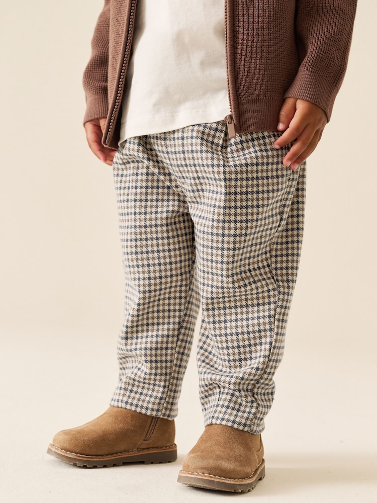 Blue Neutral Check Loose Fit Cosy Smart Trousers (3mths-7yrs) - Image 1 of 8