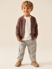 Blue Neutral Check Loose Fit Cosy Smart Trousers (3mths-7yrs) - Image 2 of 8