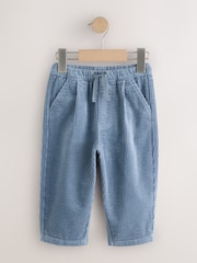 Blue/Stone Textured Corduroy Trousers 2 Pack (3mths-7yrs) - Image 3 of 7