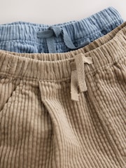 Blue/Stone Textured Corduroy Trousers 2 Pack (3mths-7yrs) - Image 5 of 7