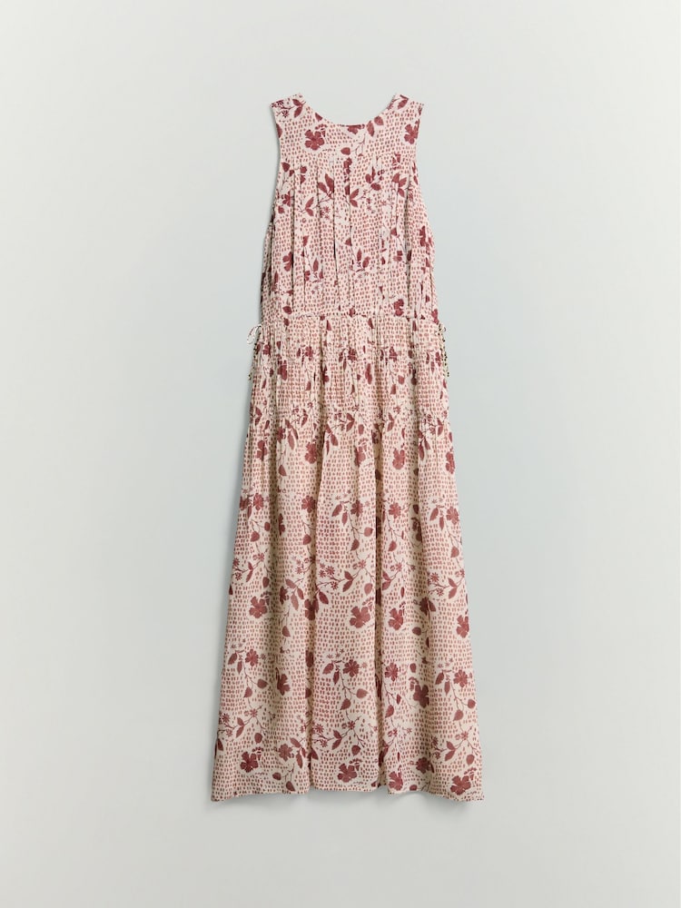BHOEM Floral Print Sleeveless White/Burgundy Midi Dress - Image 7 of 7