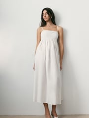 BHOEM Midi Romantic Strappy White Dress - Image 4 of 5