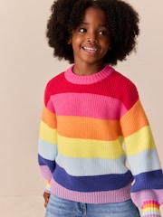 Little Bird by Jools Oliver Rainbow Stripe Knitted Jumper - Image 4 of 6