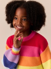 Little Bird by Jools Oliver Rainbow Stripe Knitted Jumper - Image 5 of 6