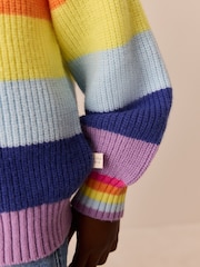 Little Bird by Jools Oliver Rainbow Stripe Knitted Jumper - Image 6 of 6