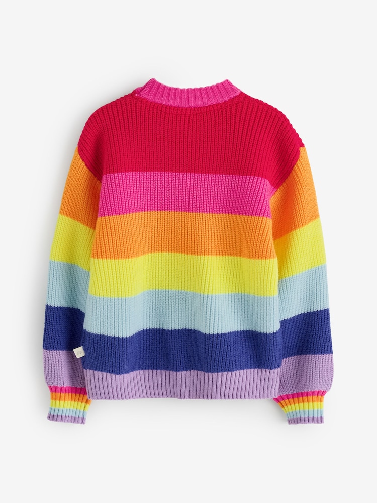 Little Bird Pink Rainbow Stripe Drop Shoulder Lofty Knitted Jumper - Image 7 of 7 Little Bird Pink Rainbow Stripe Drop Shoulder Lofty Knitted Jumper - Image 7 of 7