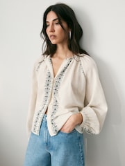 BHOEM Emreoidered Cotton White/Black Blouse - Image 2 of 6