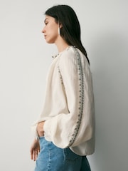 BHOEM Emreoidered Cotton White/Black Blouse - Image 4 of 6