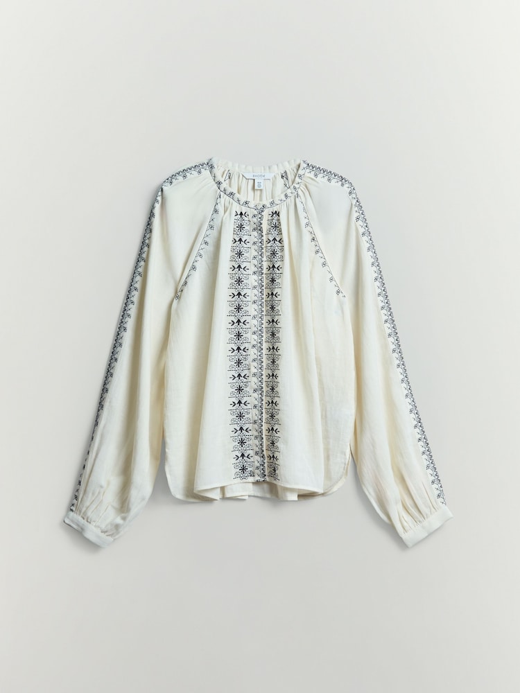 BHOEM Emreoidered Cotton White/Black Blouse - Image 6 of 6
