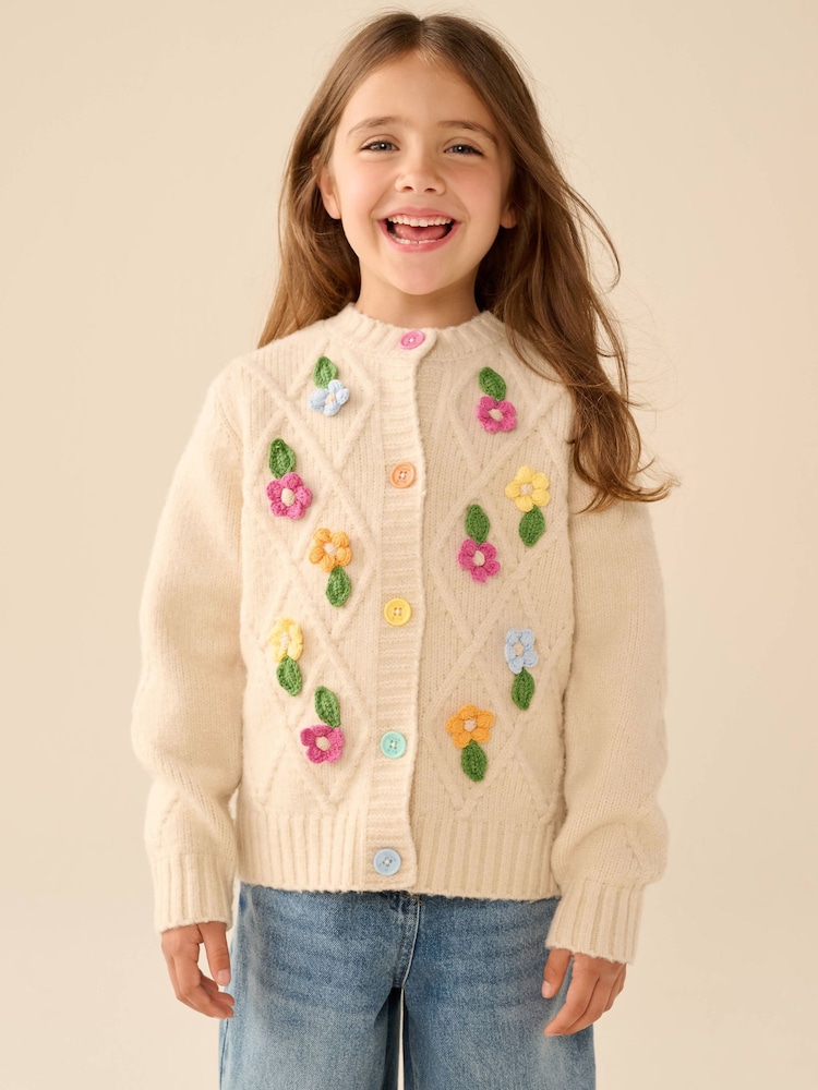 Cream & Rainbow Floral Cable - Little Bird by Jools Oliver קרדיגן - תמונה 1 מתוך 12
