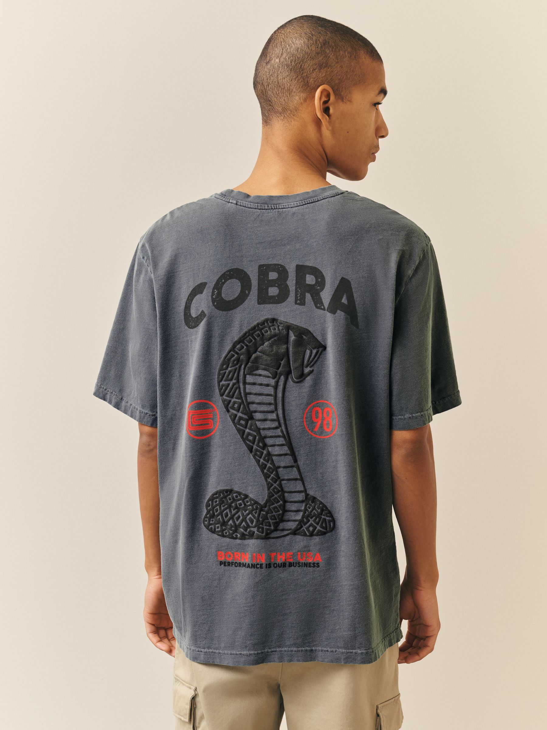 Buy Charcoal Grey Relaxed Fit Graphic Print Heavy Weight T-Shirt