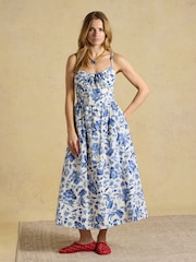 Joules Chloe Blue Strappy Midi Dress - Image 1 of 7