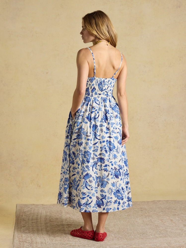 Joules Chloe Blue Strappy Midi Dress - Image 2 of 7