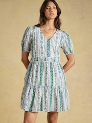 Joules Daphne Blue Short Sleeve Tiered Dress - Image 1 of 6