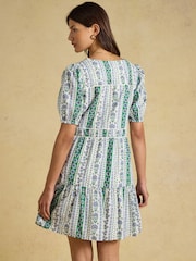 Joules Daphne Blue Short Sleeve Tiered Dress - Image 2 of 6