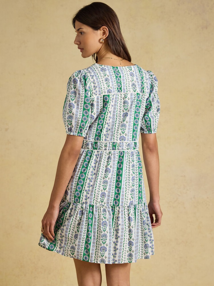 Joules Daphne Blue Short Sleeve Tiered Dress - Image 2 of 6