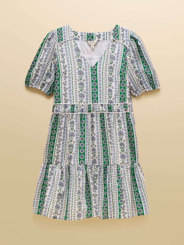 Joules Daphne Blue Short Sleeve Tiered Dress - Image 6 of 6